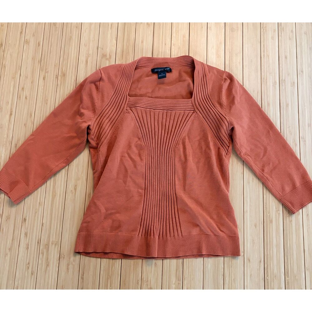 August Silk Women’s Size Medium Rust Orange Knit Pullover Sweater